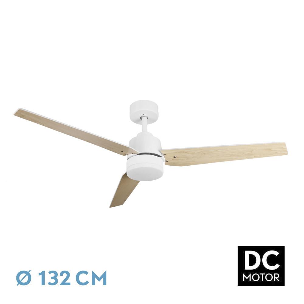 ventilador Dc Captus 22w Blanco 3aspas Blanco/haya 132d Reg. Intensidad 2180lm 3000k,4000k,6000k Remoto+temporizador+memoria