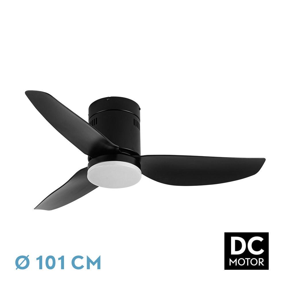 ventilador Dc Borax 20w Negro 3aspas 6vel 3000-4000-6500k 2350lm Remoto, Memoria Y Temporizador 27x101x101cm