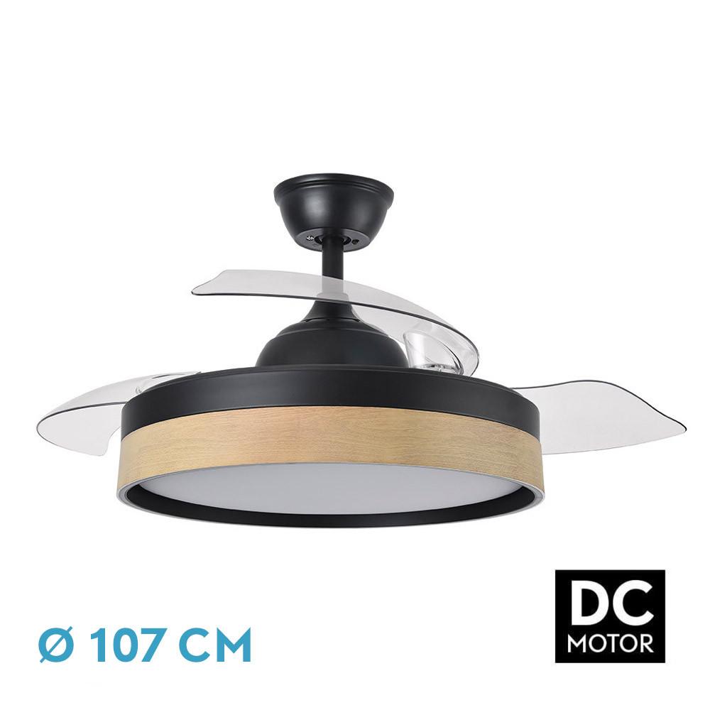 ventilador Dc Iglu 72w 6120lm Negro/haya 3asp.desplegables 32/47x50/107d.3col,remoto, Temperatura, Memoria