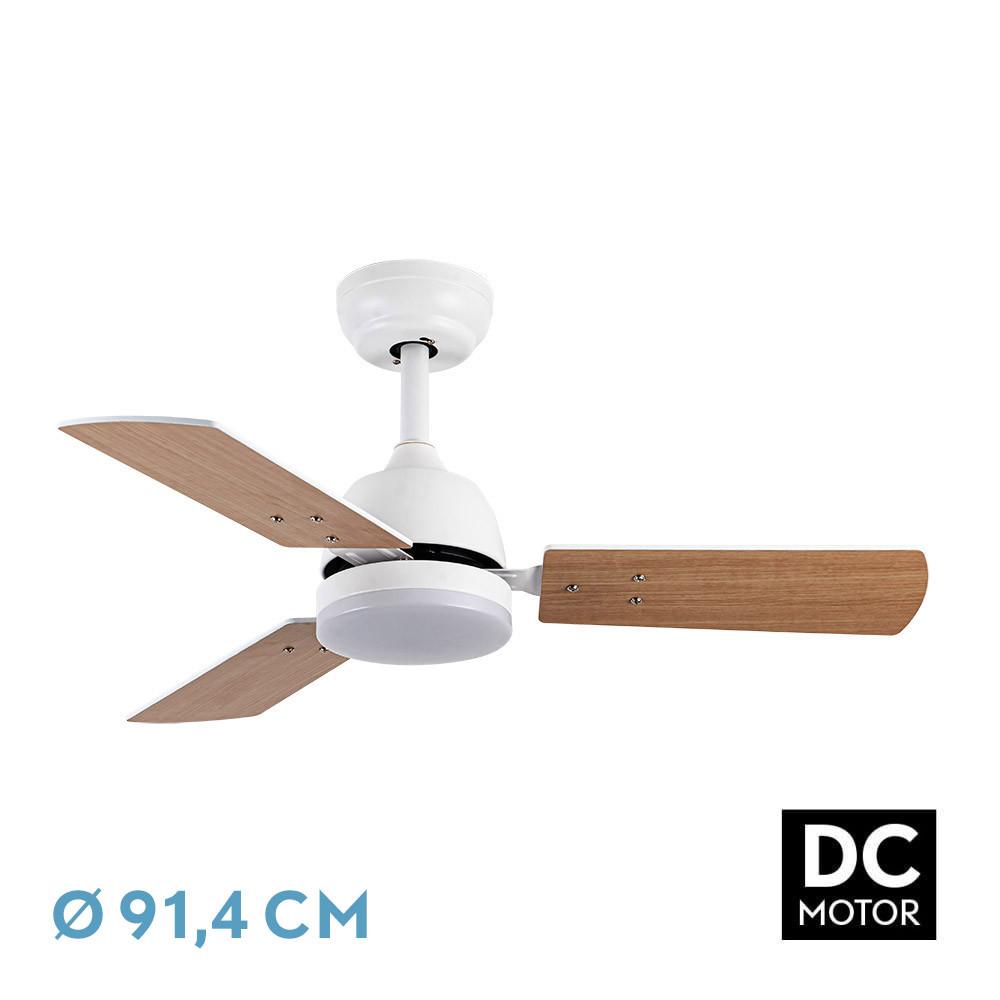 ventilad Dc Portico 20w Blanco 3aspas Blanco/haya 6vel. 3000k,4000k,6500k 2350lm Remoto, Memoria, Temporizador 91,4d