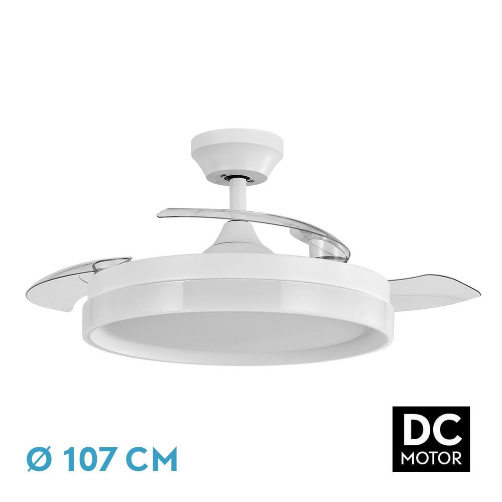 ventilador Dc Zenit Blanco 72w 3aspas desplegables 107d 7200lm 6vel 3000k,4500k,6000k Remoto+temporizador+memoria