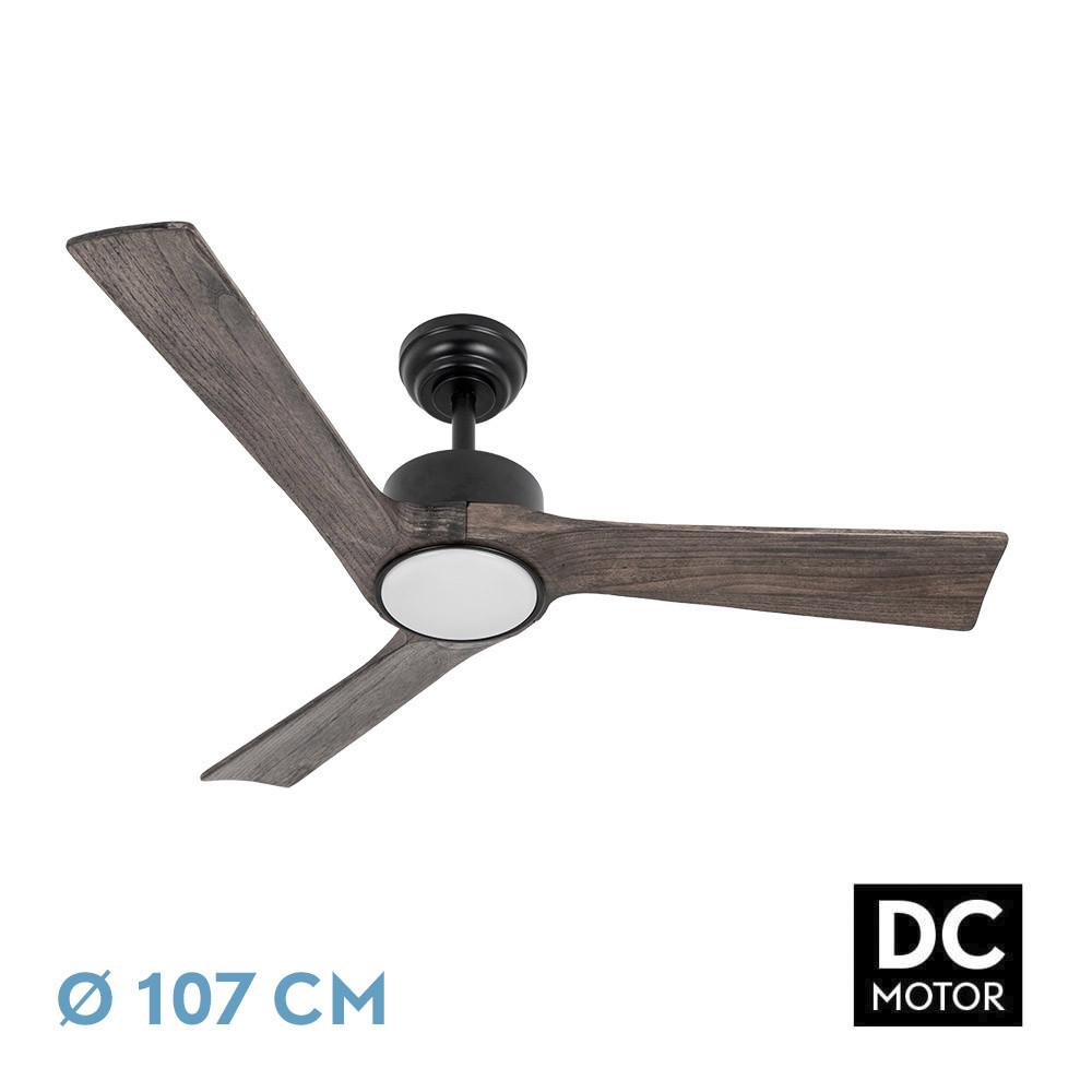 ventilador Dc Orinoco 24w Negro 3aspas Roble 107d 2424lm 3000k,4000k,6500k Remoto+regulador Intensidad+temperatura+memoria