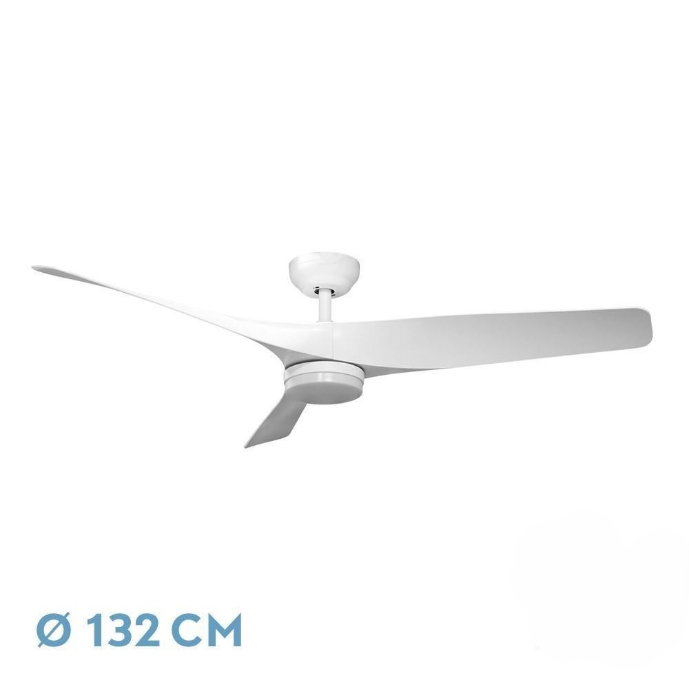 ventilador dc 22w blanco 3 aspas 132d, 6 velocidades, regulable, 2180lm, 3000k-6000k, control remoto, temporizador, memoria - ideal para climatización y confort.