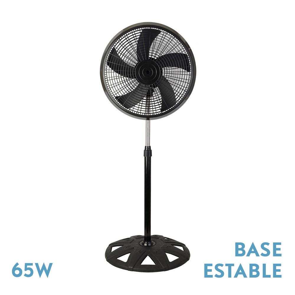 ventilador De Pie Agudo Negro 3 Vel.65w 5 Aspas Oscilante Y Rotatorio Regx50x50cm