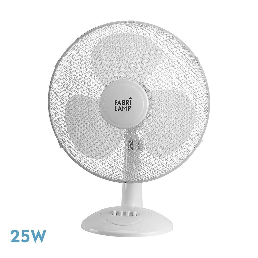 ventilador Sobremesa Cape Pequeño Blanco 2vel 25w  Oscilante 3 Aspas Blancas 35,5x27x17cm