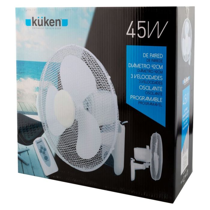 ventilador de pared 45w con mando a distancia, ideal para refrescar espacios y regular la temperatura en el hogar o la oficina.