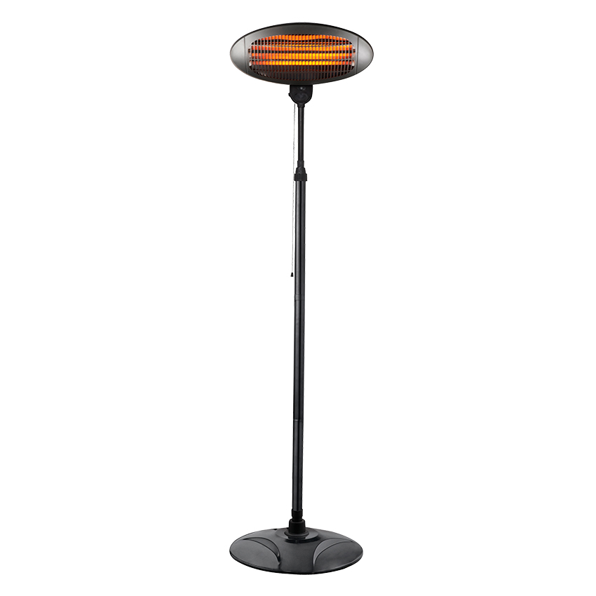 calefactor de pie y pared, calefactor negro 2000w, calefactor con 3 tubos de cuarzo, calefactor orientable y giro 360º